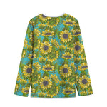 Blooming Sunflower Pattern Print Long Sleeve Short Coat