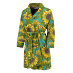 Blooming Sunflower Pattern Print Men's Bathrobe