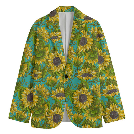 Blooming Sunflower Pattern Print Men's Blazer