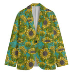 Blooming Sunflower Pattern Print Men's Blazer