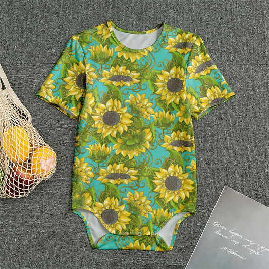 Blooming Sunflower Pattern Print Men's Bodysuit