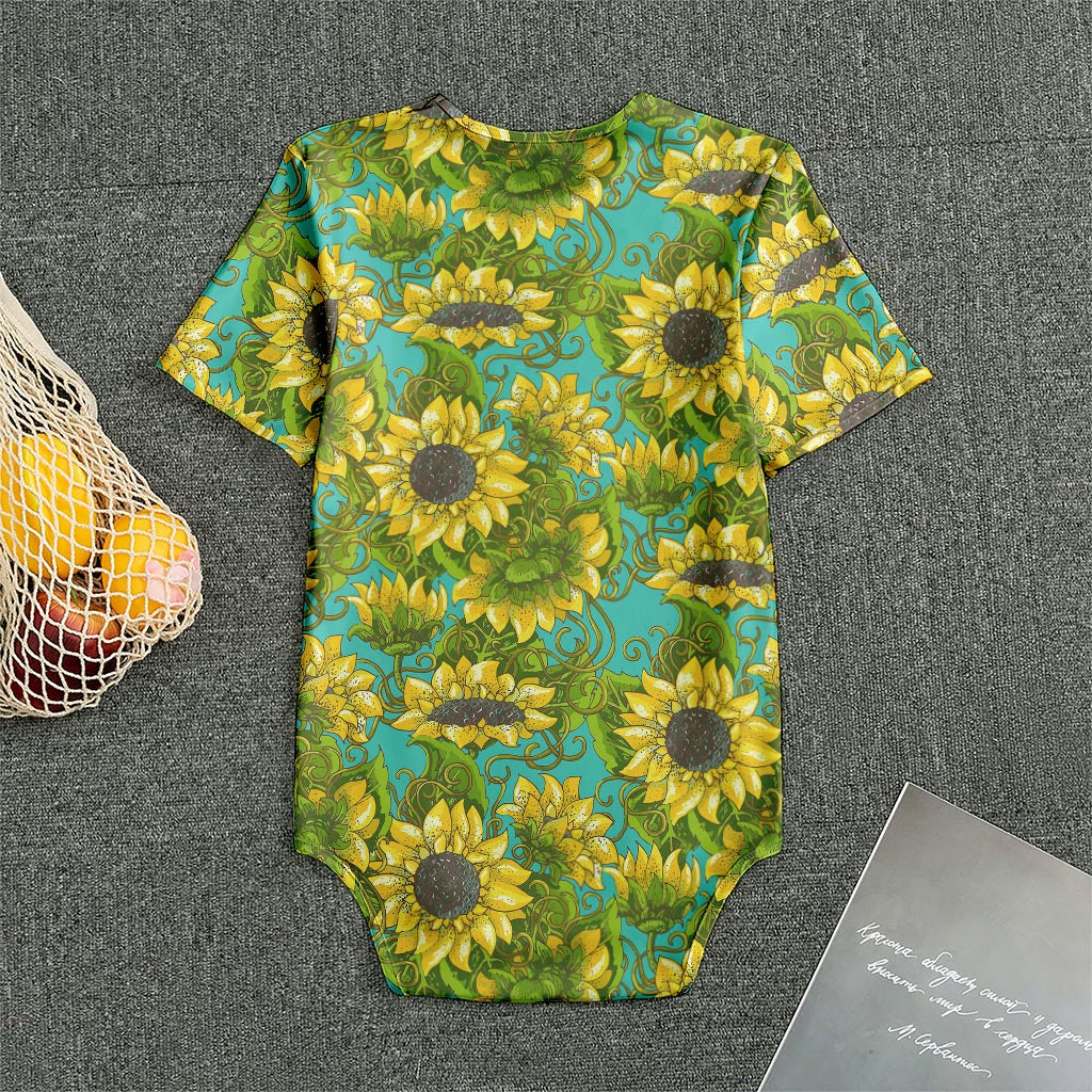 Blooming Sunflower Pattern Print Men's Bodysuit