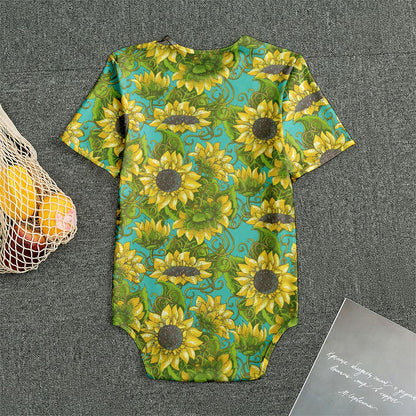 Blooming Sunflower Pattern Print Men's Bodysuit