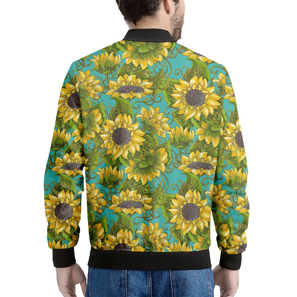 Blooming Sunflower Pattern Print Men's Bomber Jacket
