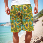 Blooming Sunflower Pattern Print Men's Cargo Shorts