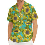 Blooming Sunflower Pattern Print Men's Deep V-Neck Shirt