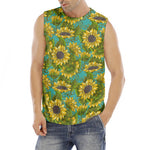 Blooming Sunflower Pattern Print Men's Fitness Tank Top