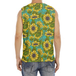 Blooming Sunflower Pattern Print Men's Fitness Tank Top