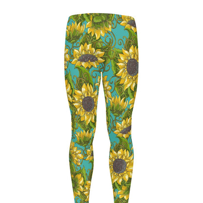 Blooming Sunflower Pattern Print Men's leggings