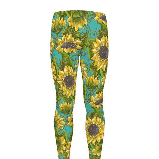 Blooming Sunflower Pattern Print Men's leggings