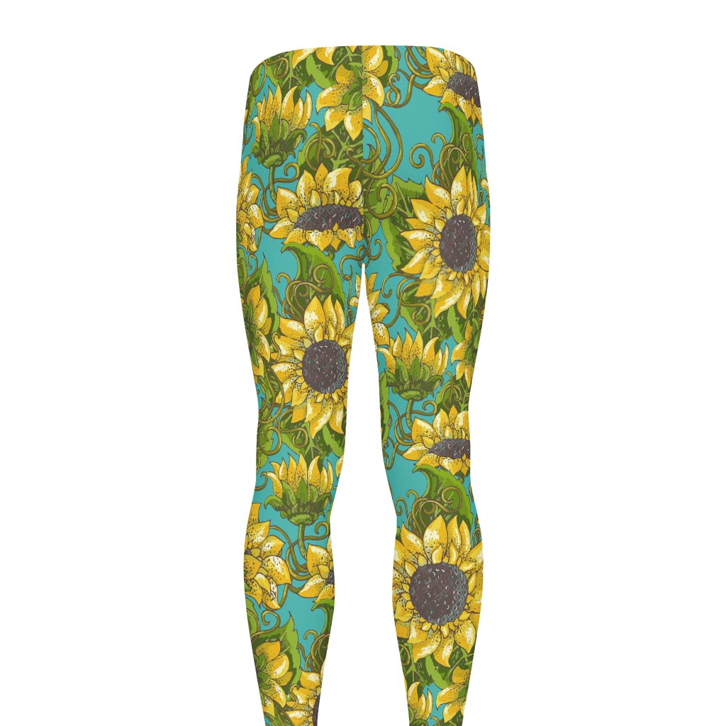 Blooming Sunflower Pattern Print Men's leggings