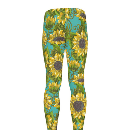 Blooming Sunflower Pattern Print Men's leggings