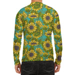 Blooming Sunflower Pattern Print Men's Long Sleeve Rash Guard