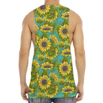 Blooming Sunflower Pattern Print Men's Muscle Tank Top