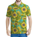Blooming Sunflower Pattern Print Men's Polo Shirt