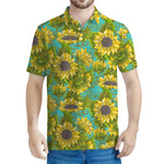 Blooming Sunflower Pattern Print Men's Polo Shirt