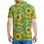 Blooming Sunflower Pattern Print Men's Polo Shirt