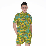 Blooming Sunflower Pattern Print Men's Rompers