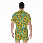 Blooming Sunflower Pattern Print Men's Rompers