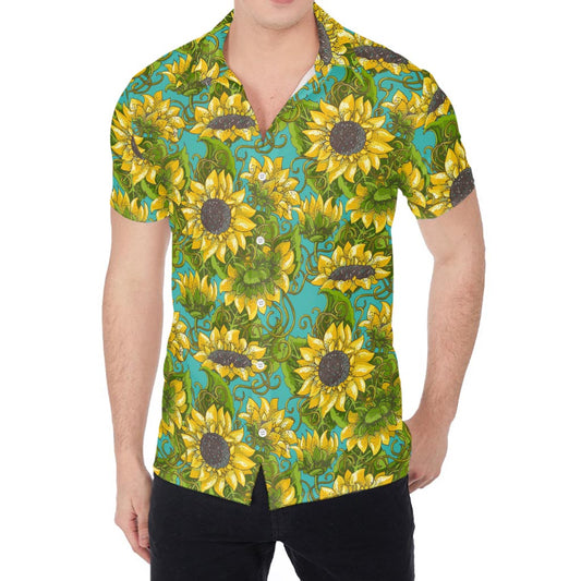 Blooming Sunflower Pattern Print Men's Shirt