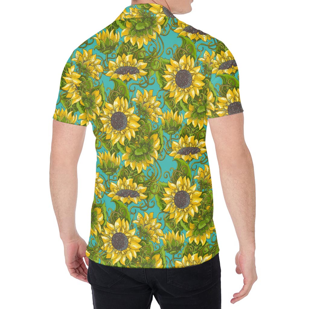 Blooming Sunflower Pattern Print Men's Shirt