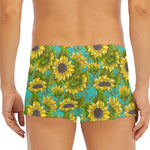 Blooming Sunflower Pattern Print Men's Short Boxer Briefs