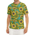 Blooming Sunflower Pattern Print Men's Short Sleeve Rash Guard