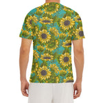 Blooming Sunflower Pattern Print Men's Short Sleeve Rash Guard
