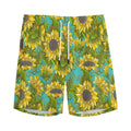 Blooming Sunflower Pattern Print Men's Athletic Shorts
