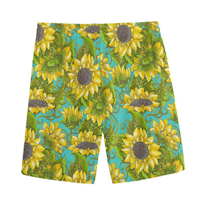 Blooming Sunflower Pattern Print Men's Sports Shorts