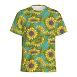 Blooming Sunflower Pattern Print Men's Sports T-Shirt