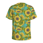 Blooming Sunflower Pattern Print Men's Sports T-Shirt