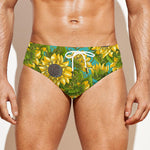 Blooming Sunflower Pattern Print Men's Swim Briefs