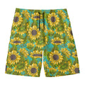 Blooming Sunflower Pattern Print Men's Swim Trunks