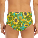 Blooming Sunflower Pattern Print Men's Triangle Swim Briefs