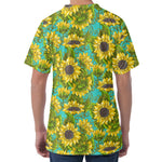 Blooming Sunflower Pattern Print Men's Velvet T-Shirt
