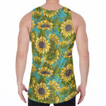 Blooming Sunflower Pattern Print Men's Velvet Tank Top