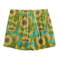 Blooming Sunflower Pattern Print Mesh Shorts