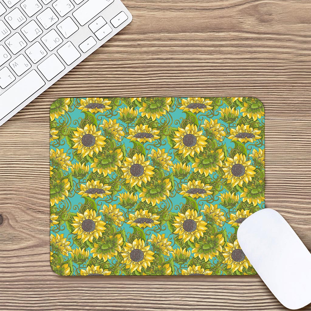 Blooming Sunflower Pattern Print Mouse Pad