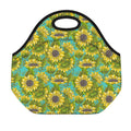 Blooming Sunflower Pattern Print Neoprene Lunch Bag