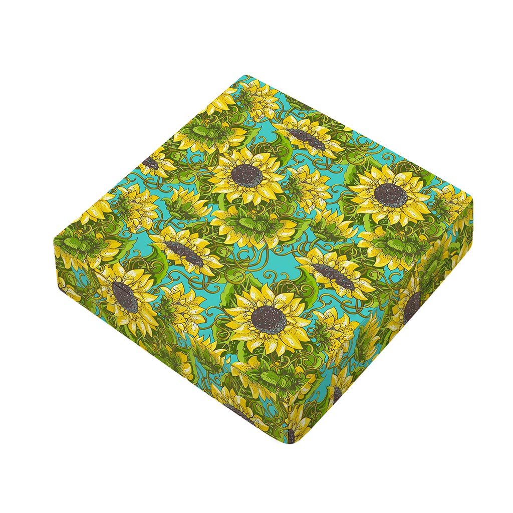 Blooming Sunflower Pattern Print Outdoor Seat Cushion Cover