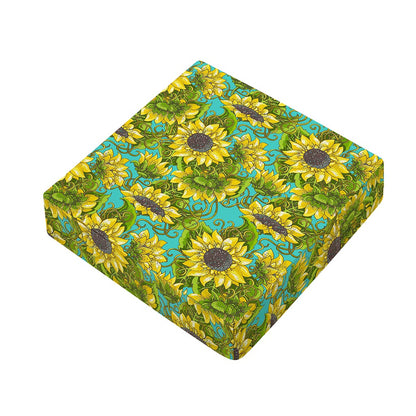Blooming Sunflower Pattern Print Outdoor Seat Cushion Cover