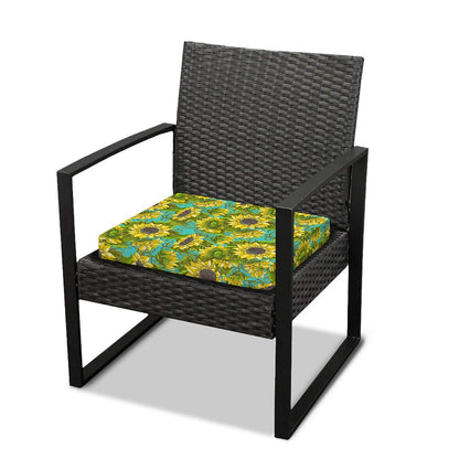 Blooming Sunflower Pattern Print Outdoor Seat Cushion Cover
