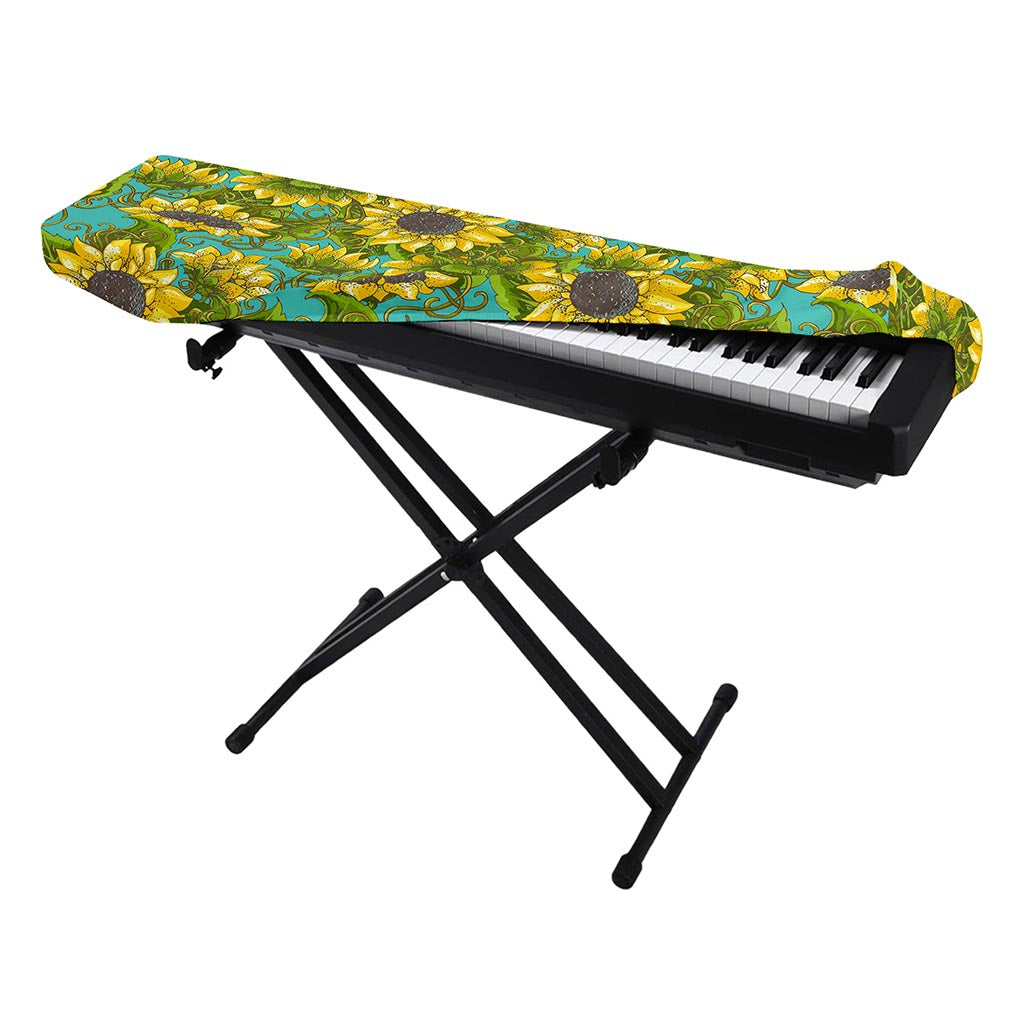 Blooming Sunflower Pattern Print Piano Keyboard Cover