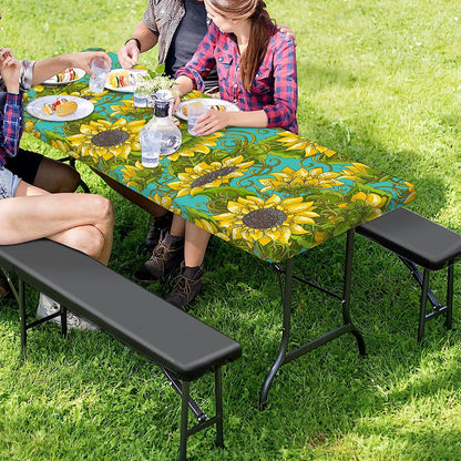 Blooming Sunflower Pattern Print Picnic Table Cover