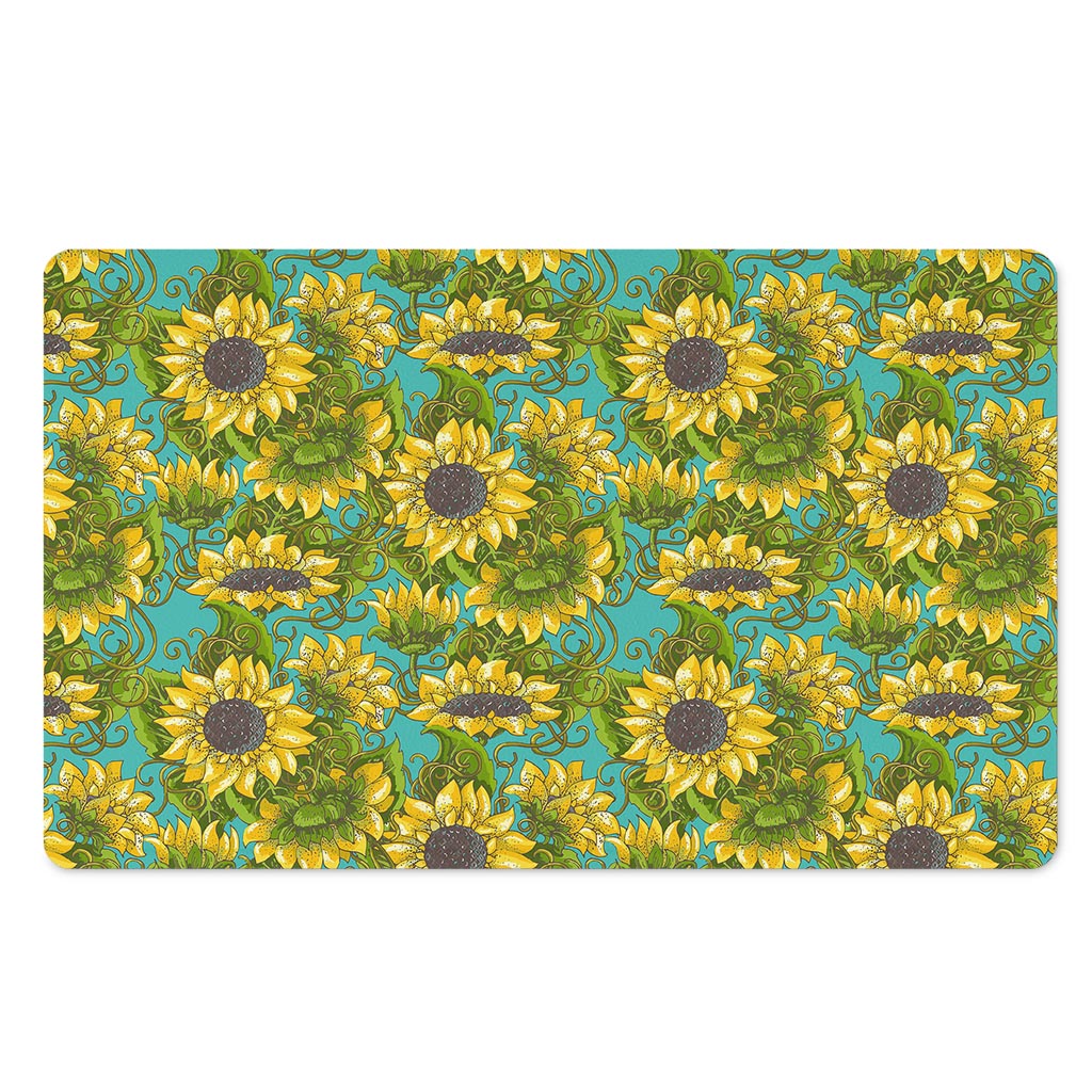 Blooming Sunflower Pattern Print Polyester Doormat