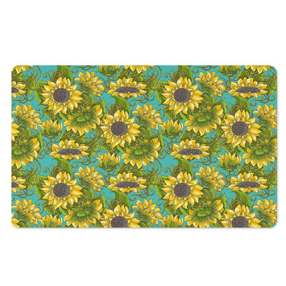 Blooming Sunflower Pattern Print Polyester Doormat