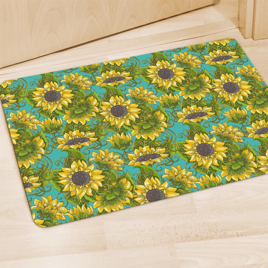 Blooming Sunflower Pattern Print Polyester Doormat
