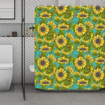 Blooming Sunflower Pattern Print Polyester Shower Curtain
