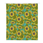 Blooming Sunflower Pattern Print Polyester Shower Curtain